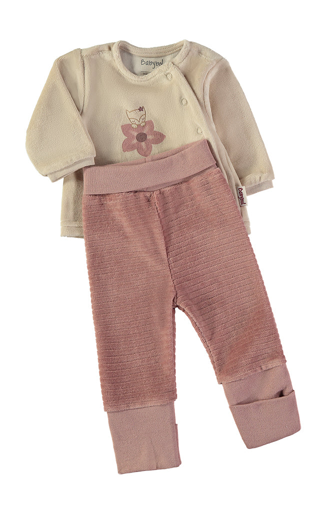 Pijama veludo 2 peças rosa