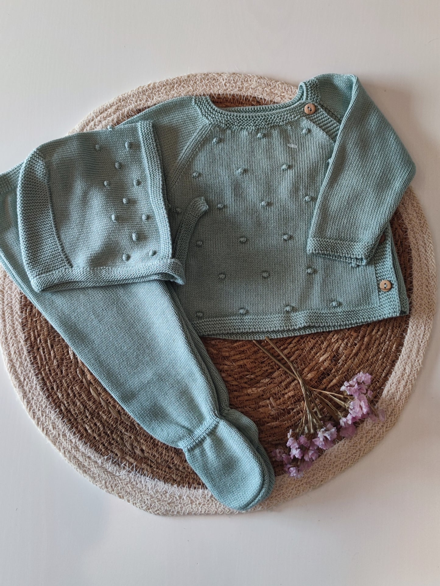 Conjunto pompom em algodão