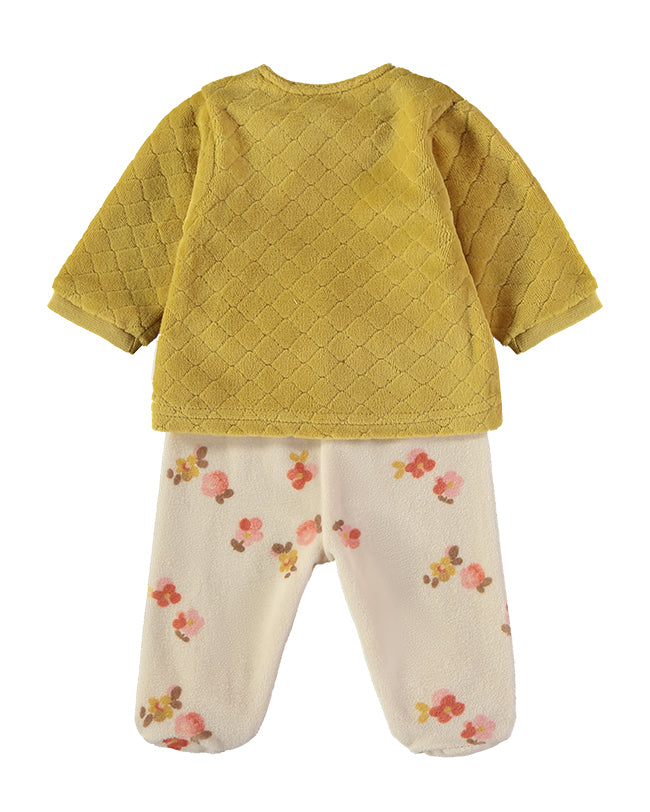 Pijama veludo 2 peças flores