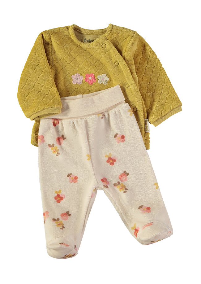 Pijama veludo 2 peças flores