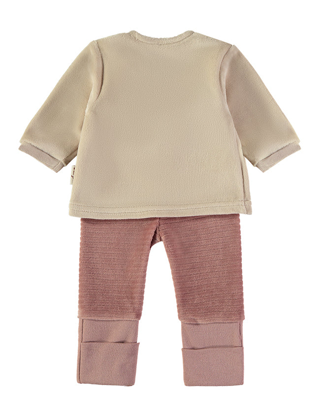 Pijama veludo 2 peças rosa