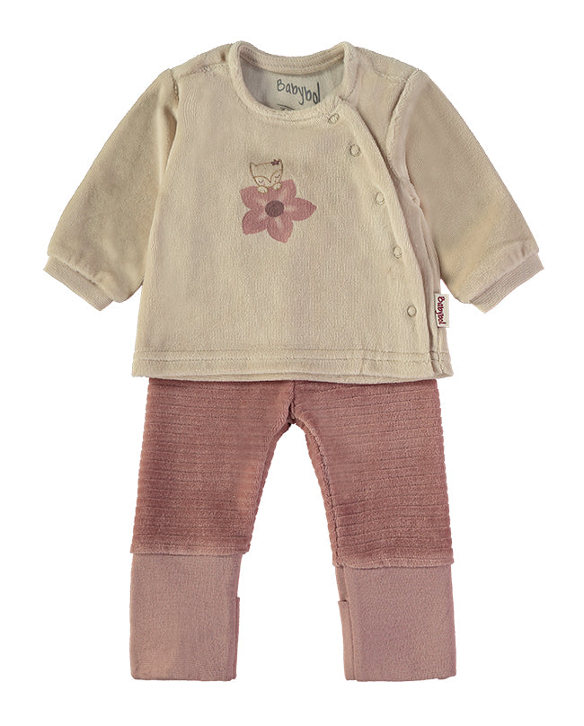 Pijama veludo 2 peças rosa
