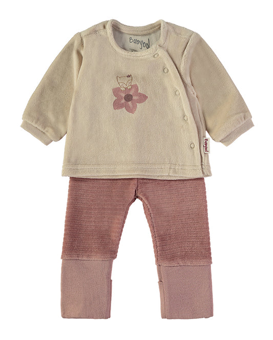 Pijama veludo 2 peças rosa
